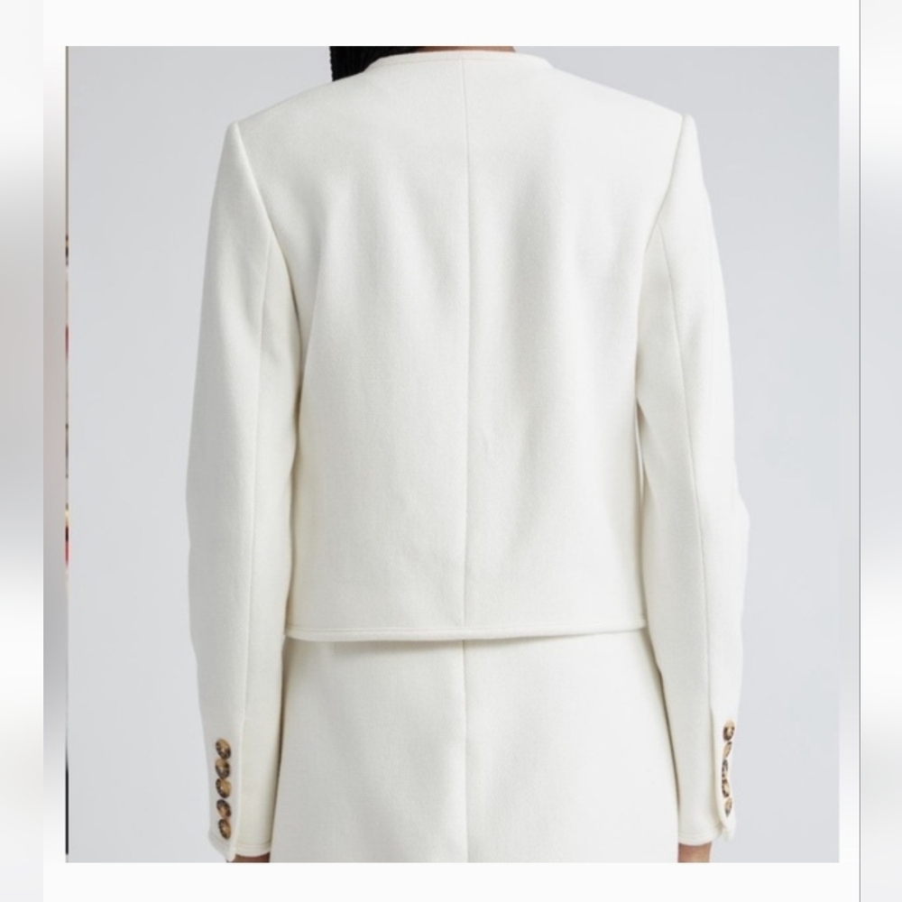 Veronica Beard Isola Stretch Cotton Blend Jacket- Size 14- Off White - Picture 4 of 14